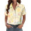 Women's Button-Down Shirts, Short Sleeve, V-Neck,-Sky Blue M 3