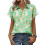 Women's Button-Down Shirts, Short Sleeve, V-Neck,-Green XL 1