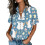 Women's Button-Down Shirts, Short Sleeve, V-Neck,-Sky Blue M 5