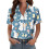 Women's Button-Down Shirts, Short Sleeve, V-Neck,-Sky Blue M 6