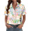 Women's Button-Down Shirts, Short Sleeve, V-Neck,-Sky Blue M 7