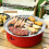 Multifunctional Outdoor Grill With Cooking Warming And Tea-Red 3
