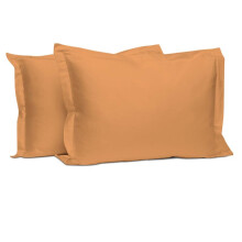 400 Thread Count Cotton Sateen Pillow Shams Queen Size Set of 2 Apricot Orange, Soft Breathable Hotel Style