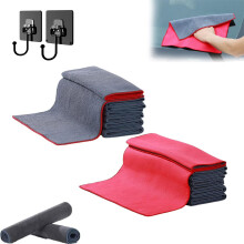 Super Absorbent Car Drying Towel Grey Red L, Double Sided Microfiber Velvet, Scratch Quick Dry