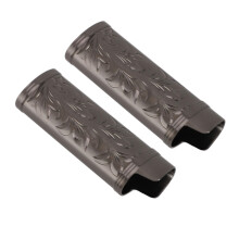 Vintage Zinc Alloy Lighter Case Set Black, Durable Engraved Protective Holder for Travel