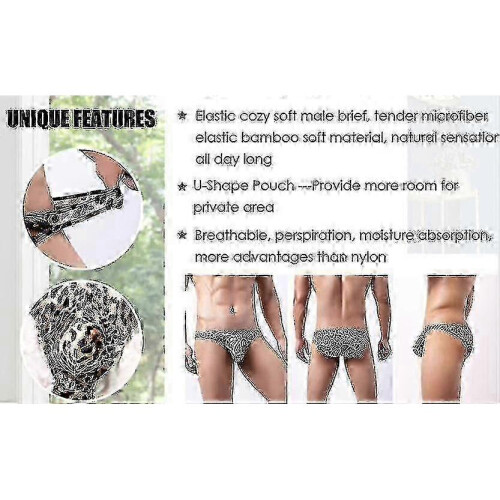 (L,Black snake pattern)2026 Hot!! Men's Leopard Print Thong G-string Underwear Tw 2