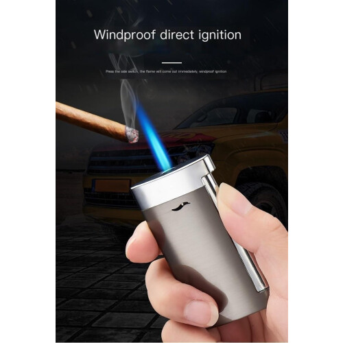 Jet Torch Lighter Windproof Refillable Butane Cigar Lighter with OneButton Ignition Rose Gold 1