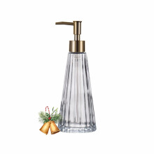 Glass Soap Dispenser with Gold Pump 300ml Refillable Lotion Bottle for Bathroom and Kitchen Use