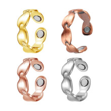 (antique bronze) Fashion Minimalist Copper Ring Leaf Titanium Magnetic Ring Negative Ion Magnetic Therapy Couple Ring