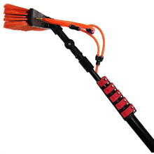 18Ft Extendable Window Cleaning Pole with Water Fed System, Solar Panel Brush with Soft Bristles and 20M Hose
