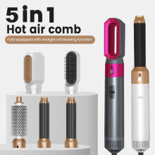 (off white, UK) 5-in-1 Air Curling Hot Air Brush, Straightening & Curling Blow Dry Brush, Ionic Hair Dryer Brush for Home Use, Fast Drying & Styling