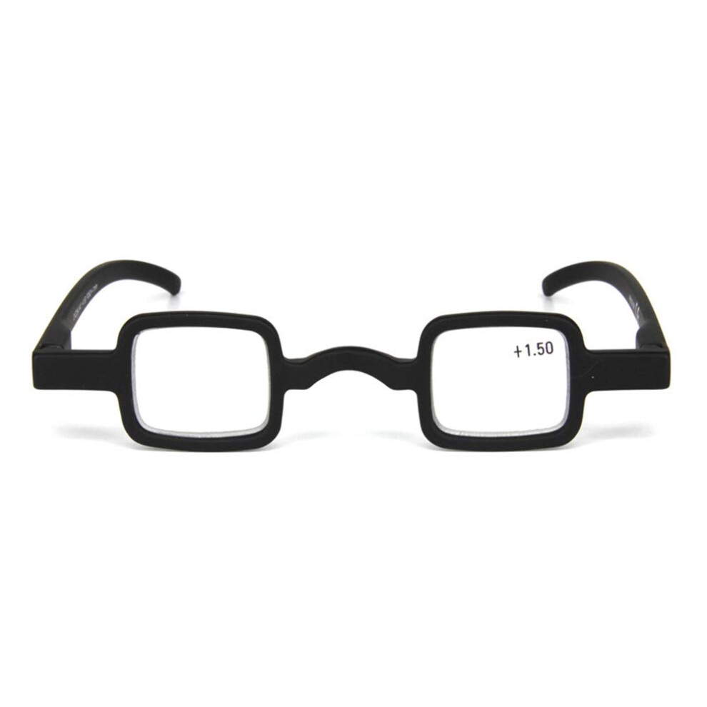 Black Vintage Mini Reading Glasses +1.0, Lightweight Frame For Clear Closeup Vision
