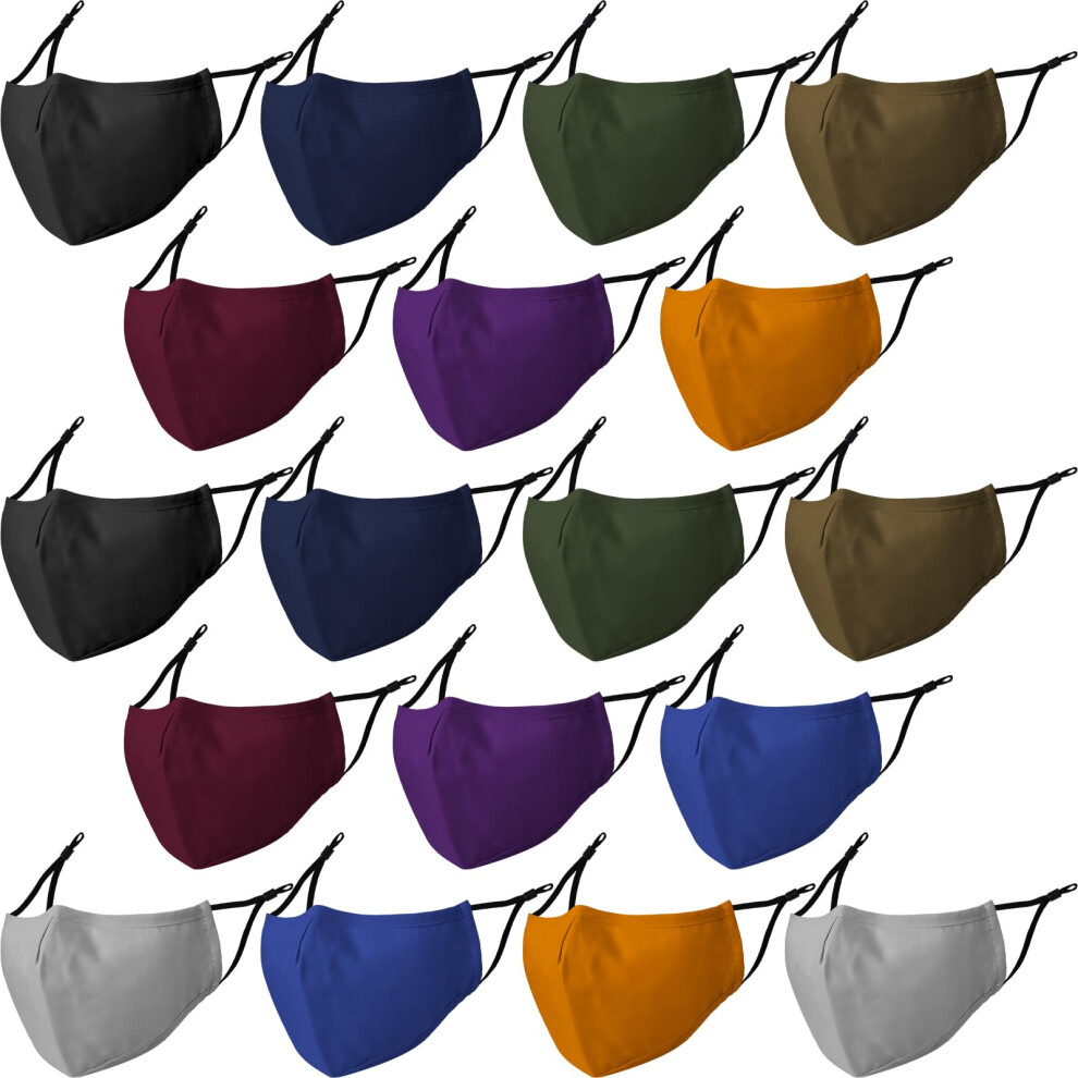 18 Pack Reusable Cloth Face Masks Washable Cotton Face Mask Set With Adjustable Nose Clip And Comfort Ear Loops 9330225147732