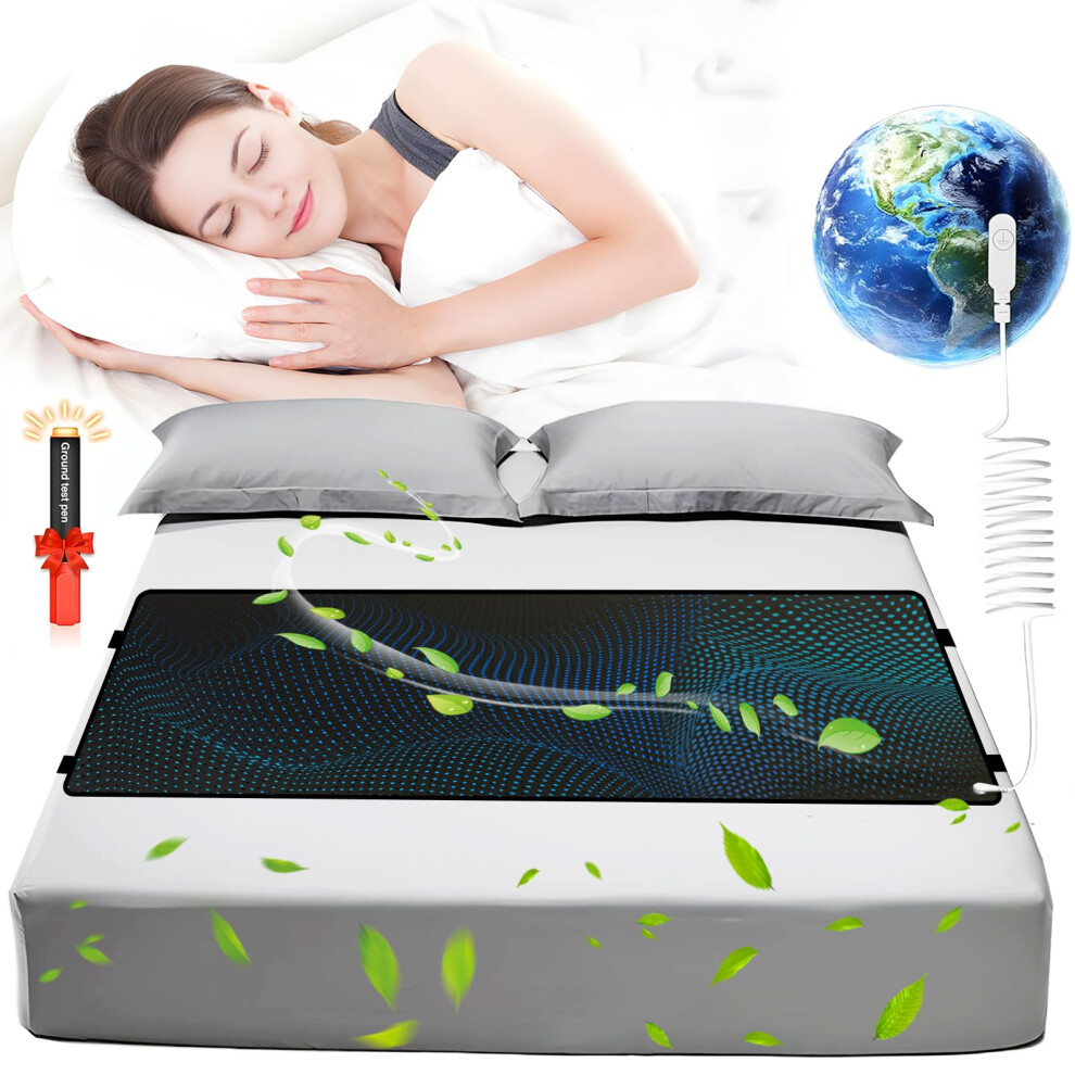 Queen Size Grounding Mat for Bed with 15ft Cord, Breathable Leather Surface, Grounded Sleep Support