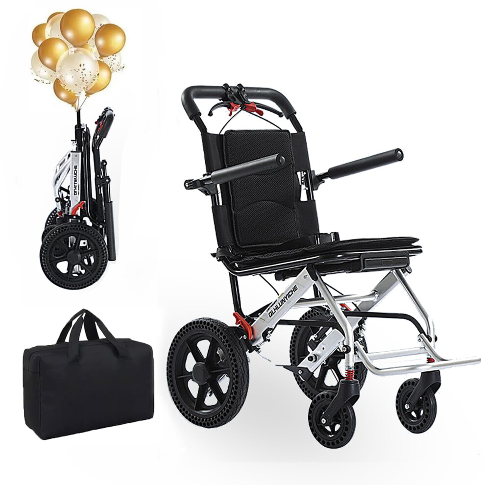 Super Lightweight 18lbs Folding Aluminum Wheelchair for Adults and Seniors with ShockâAbsorbing Rear Wheels and Breathable Cushion