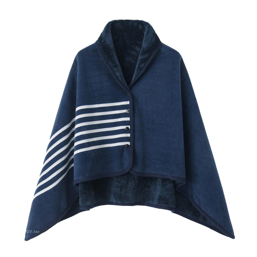 Blue Wheelchair Blanket With Hood For Adults, Wearable Fleece Lap Cover Warm Poncho 100X140cm
