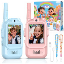 Kids' video walkie-talkies, 2-pack, with camera and voice changer, perfect birthday gift for boys and girls, family game.
