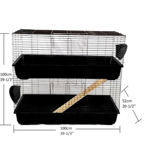Actiaspet Indoor Two Storey Rabbit Hutch in Black 2