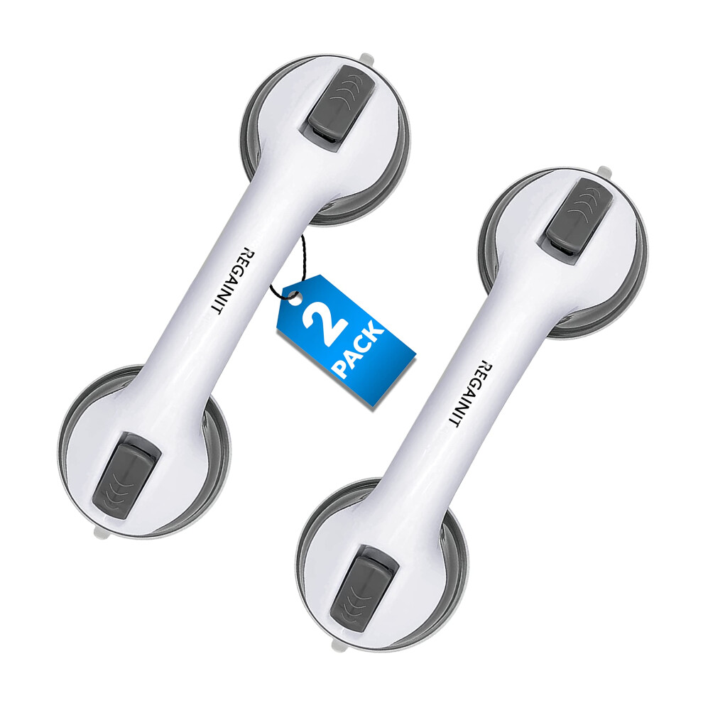 12 Inch Shower Grab Bar with Secure Suction Lock, NonSlip Grip for Elderly Bathroom Safety