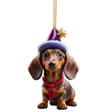 (2) Bright Cartoon Dog Decorative Car Pendant Eye Catching Trees Ornament, Fine Workmanship Whimsical Ornaments Gift