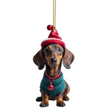 (4) Bright Cartoon Dog Decorative Car Pendant Eye Catching Trees Ornament, Fine Workmanship Whimsical Ornaments Gift