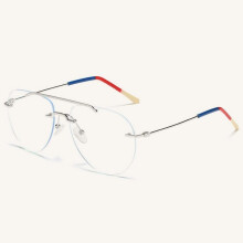 Rimless Aviator Blue Light Blocking Reading Glasses for Women, Silver Anti Glare UV Protection +2.50