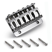 Silver Steel Electric Guitar Bridge Plate with Screws, Adjustable Saddle, Easy String Loading