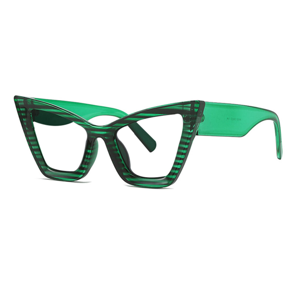 Blue/Light/Green Retro Cat Eye Blocking Reading Glasses For Women Men, 2.0X Clear Magnification Finish