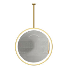 Ceiling Mounted Makeup Mirror with Adjustable LED Lighting, 360 Rotatable Gold Round Vanity Mirror 50cm