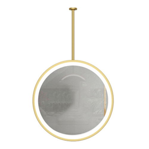 Ceiling Mounted Makeup Mirror with Adjustable LED Lighting, 360 Rotatable Gold Round Vanity Mirror 50cm