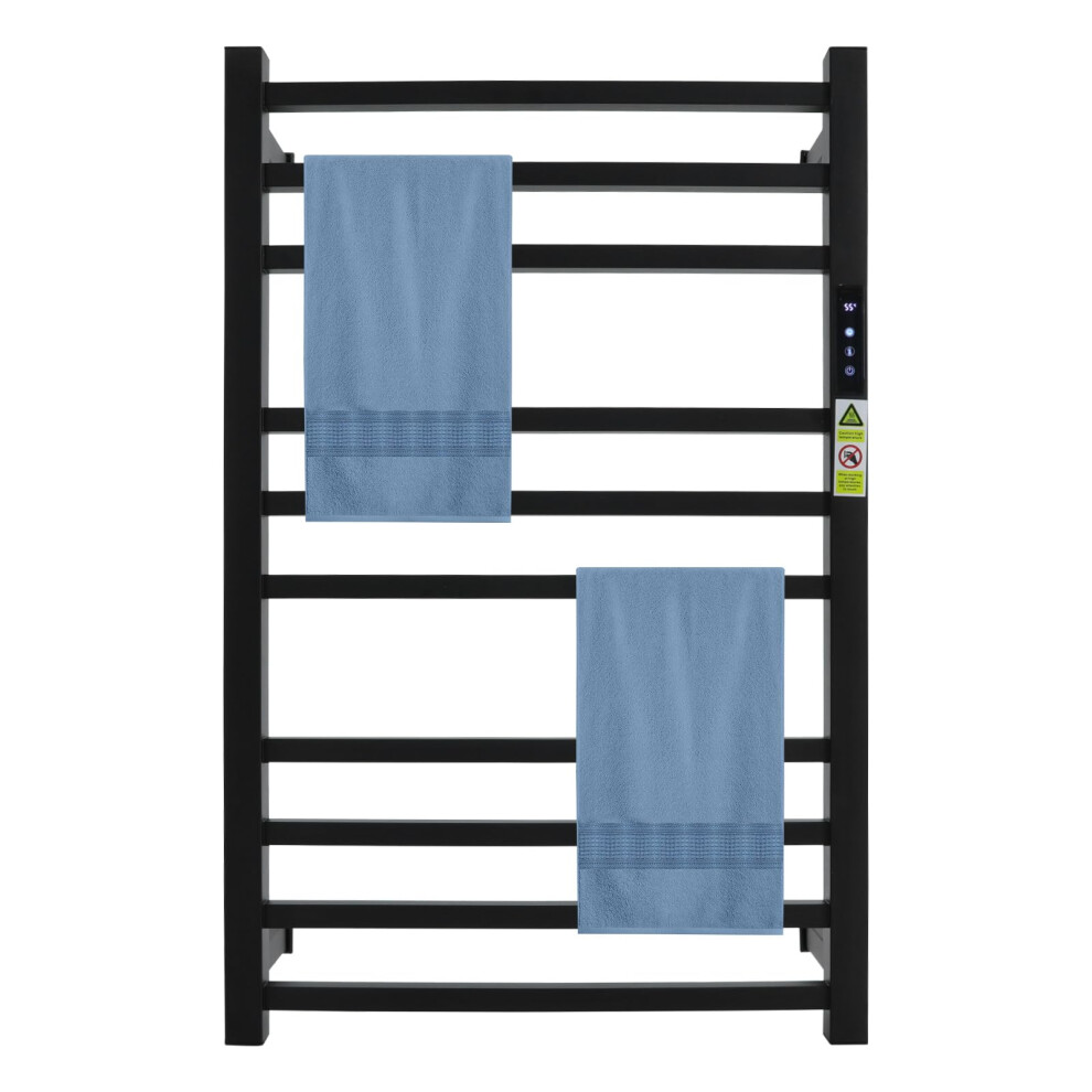 Electric Towel Warmer, 10Rod Stainless Steel Heated Towel Rack With 24H Timer, Ip56 Water Resistant, 44Lb Capacity, Wall Mounted, Black 9330225148760