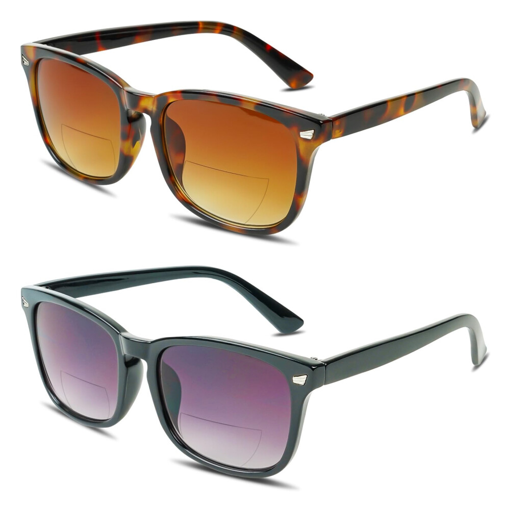 Black Bifocal Reading Sunglasses For Men And Women Uv400 Sun Readers 2.5X Magnification Retro Leopard