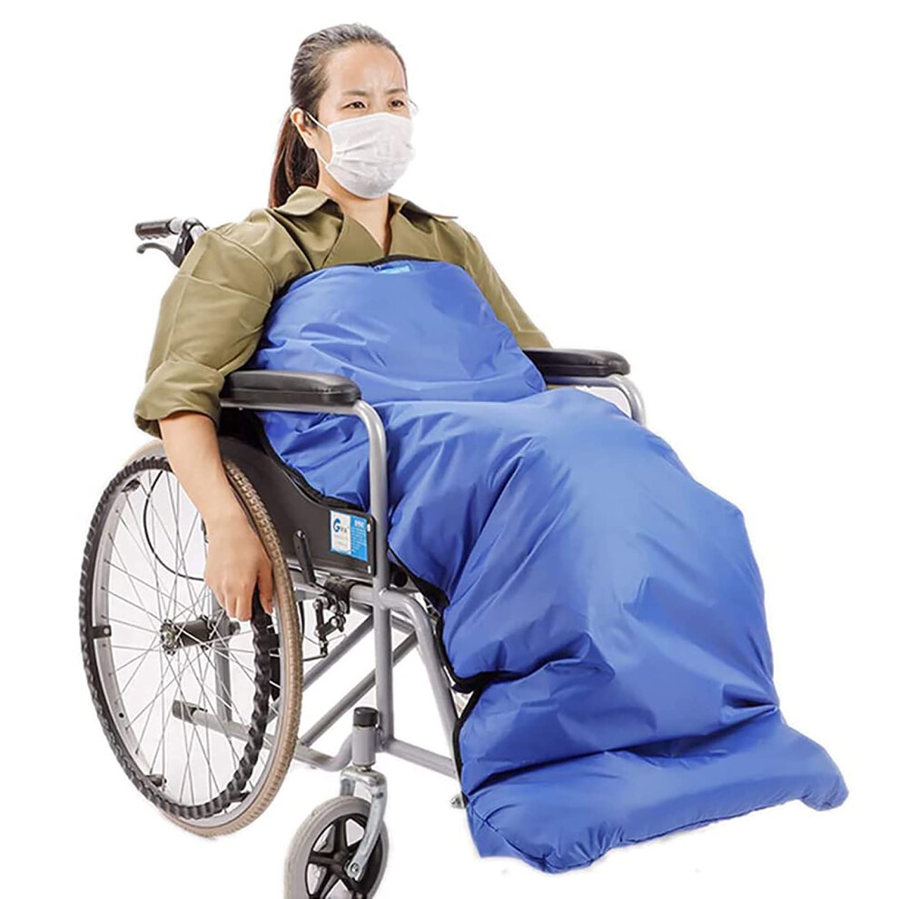 Blue Waterproof Wheelchair Blanket With Warm Plush Lining, Fleece Footmuff Leg Cover, Universal Fit