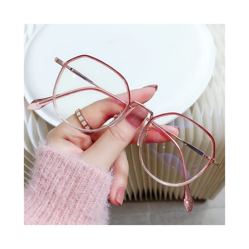 Pink Reading Glasses +100 Magnification for Men and Women, Clear Vision Lenses, Fatigue Relief Comfort