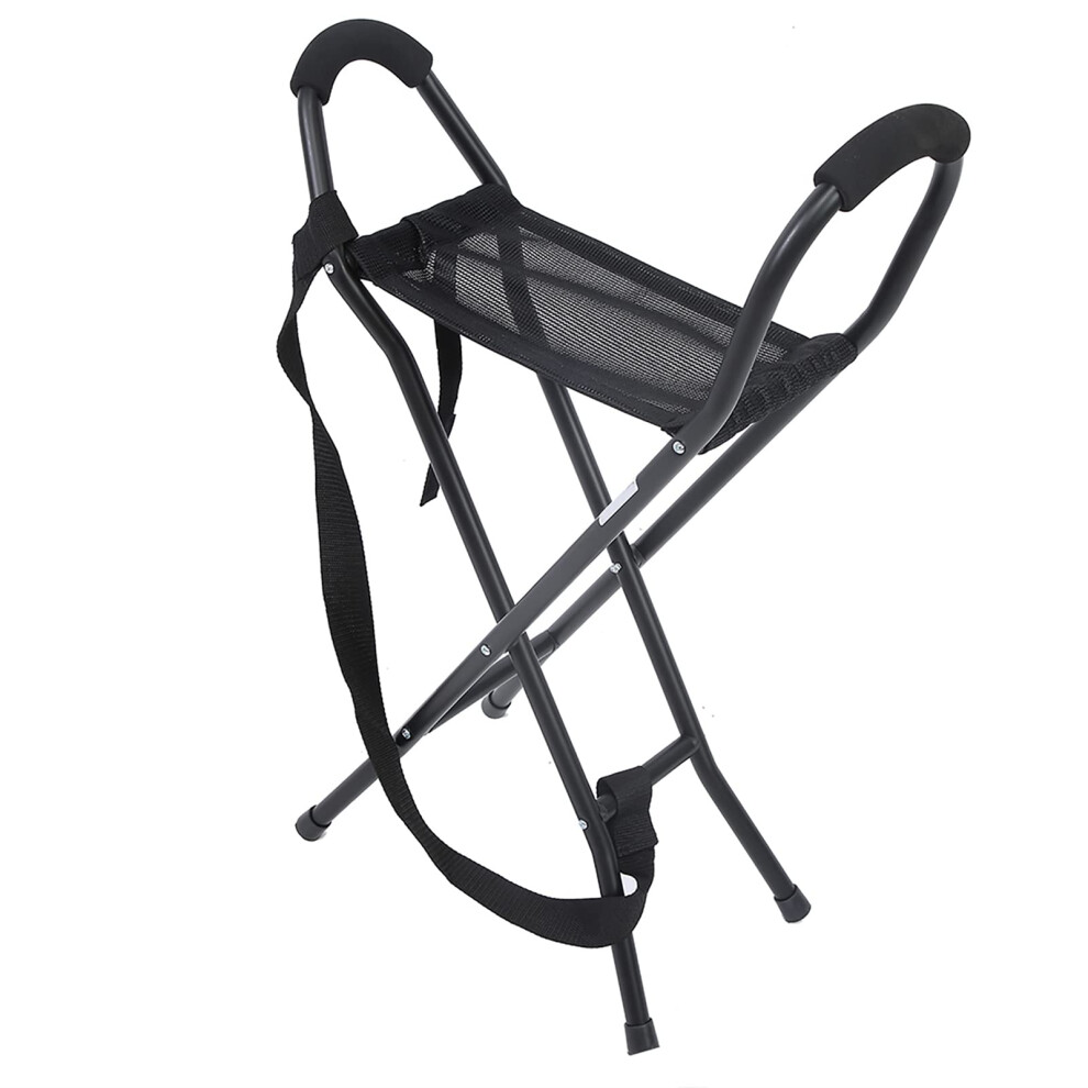 Folding Walking Cane with Seat, Lightweight Aluminum Chair for Seniors, Ergonomic Foam Armrest, NonâSlip Base