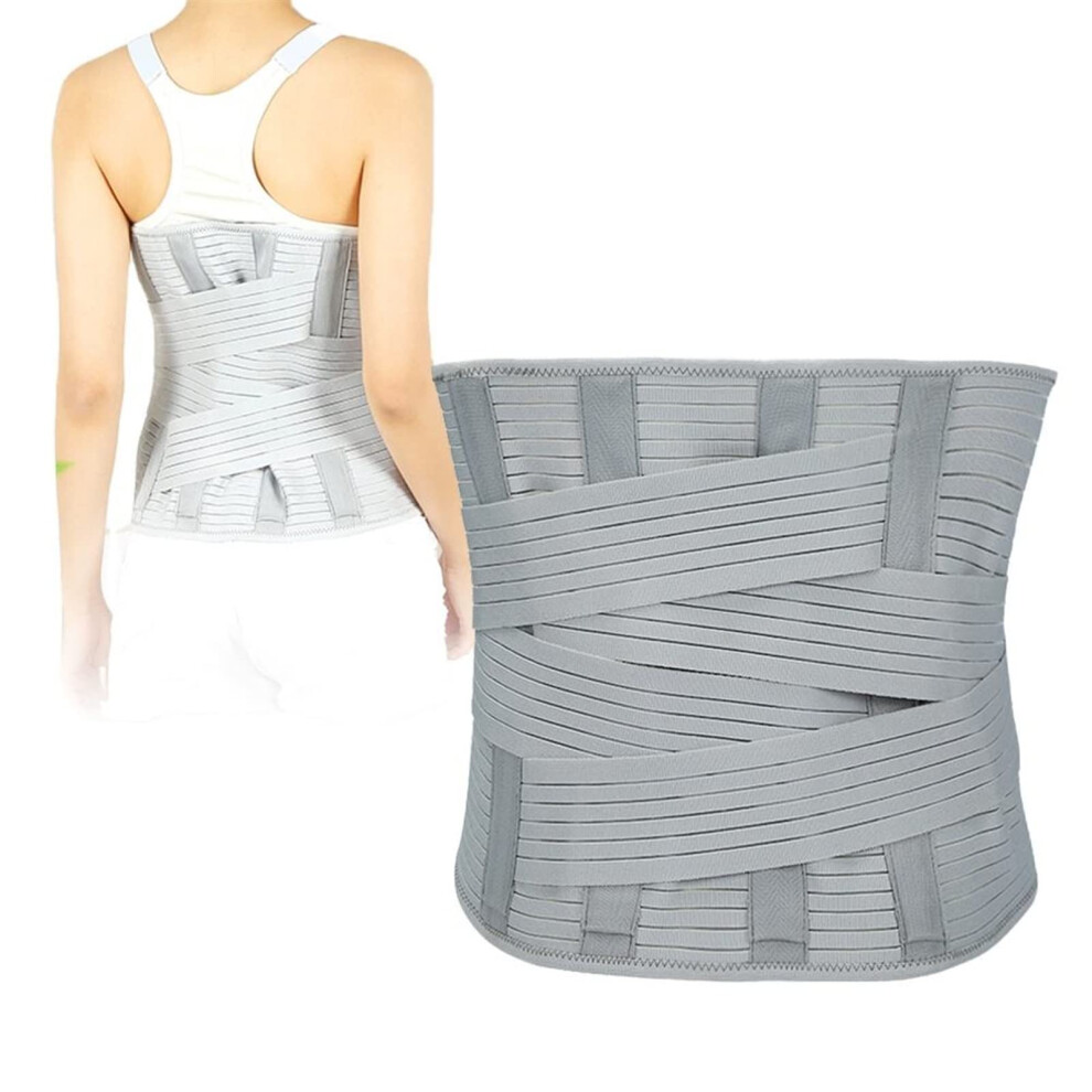 Gray Lumbar Support Belt For Lower Back Pain Relief, Breathable Adjustable Back Brace For Sciatica And Posture Correction, Xl