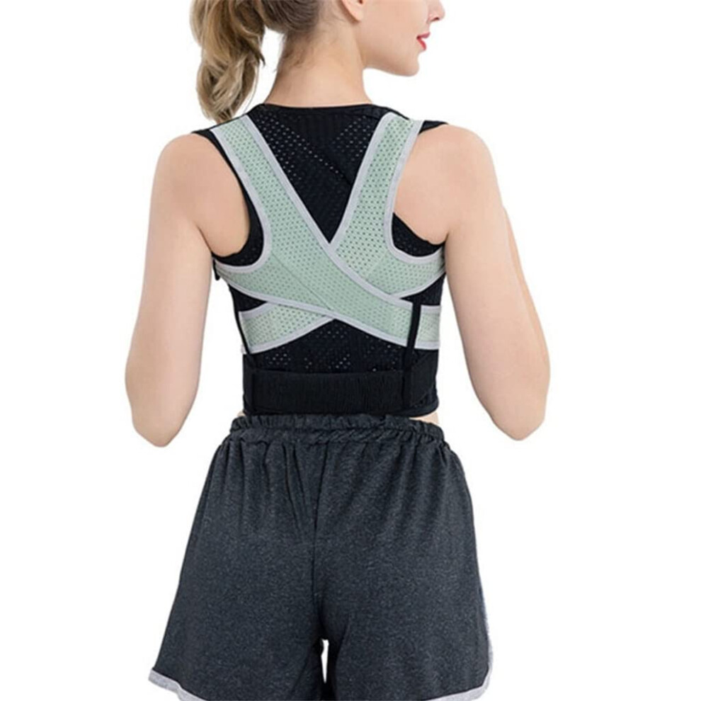 Adjustable Back Posture Corrector and Shoulder Support Brace for Adults and Kids, Black Grey XS