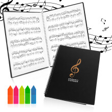 30 Page A4 Music Sheet Folder Waterproof Organizer with DoubleSided Clear Pockets and Sticky Notes for Musicians