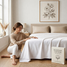 (King: 270 x 298 cm, White) 100% Egyptian Cotton Flat Sheets Soft Bed Sheet & Pillow Cases Pair