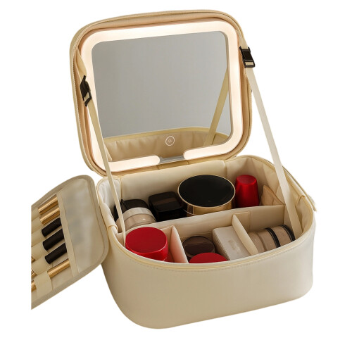 Sac à cosmétiques tendance avec panneau de brosse-Blanc 1