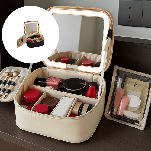 Rangement de maquillage professionnel avec séparateurs-Blanc 2 2
