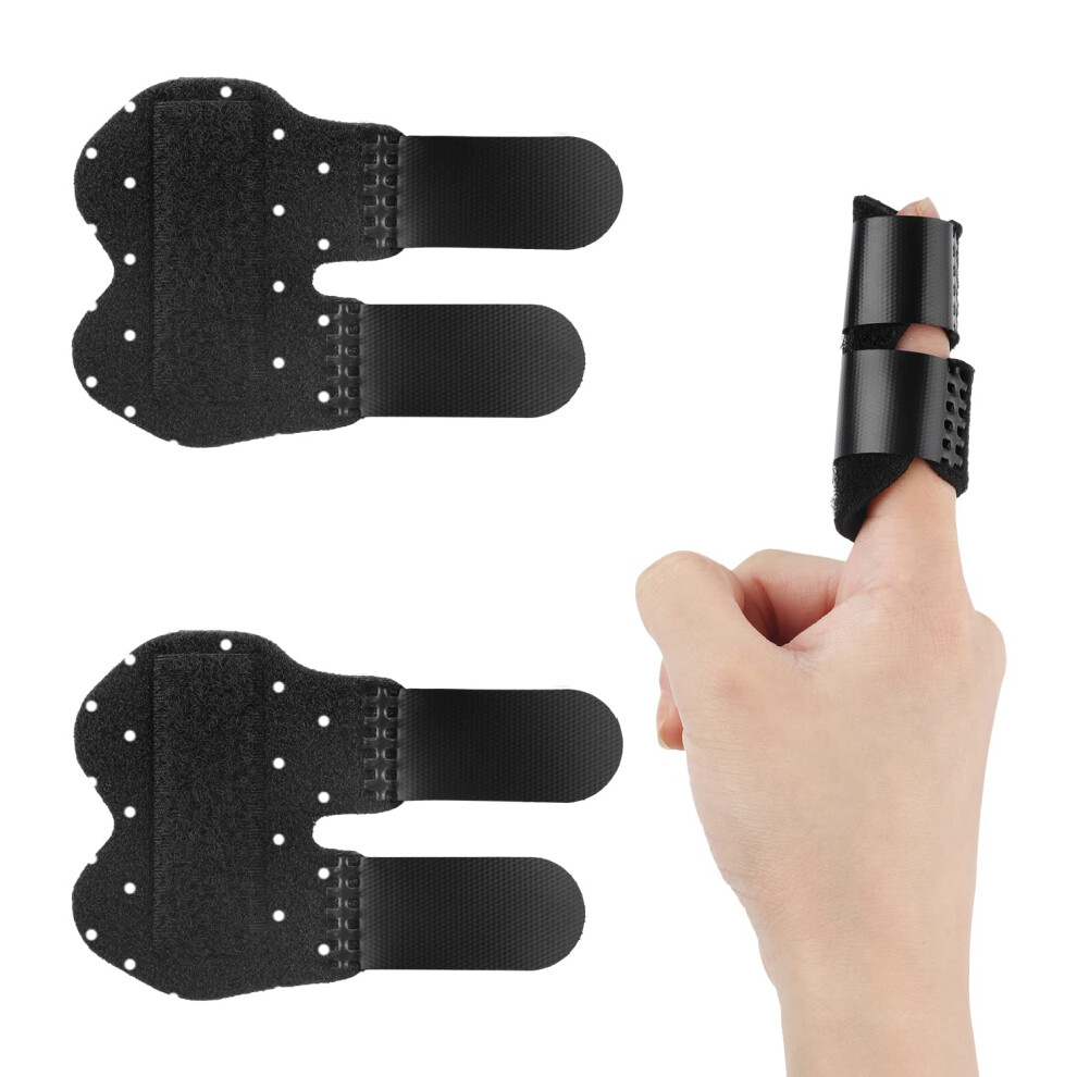Black 2Pcs Children Finger Splint And Trigger Finger Brace For Pinky And Index, Breathable Lightweight Support