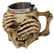 (D) Beer Mug Wine Glass Coffee Cup 3D Stainless Steel Resin Skeleton Creative Gift~
