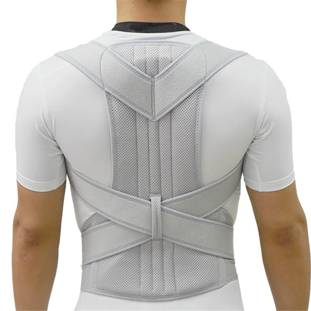 Silver Upper Back Posture Corrector For Shoulders, Adjustable Neoprene Back Support Brace, Size L