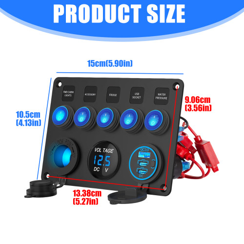 Panneau de commande standard marin avec alimentation USB 78 W et 2