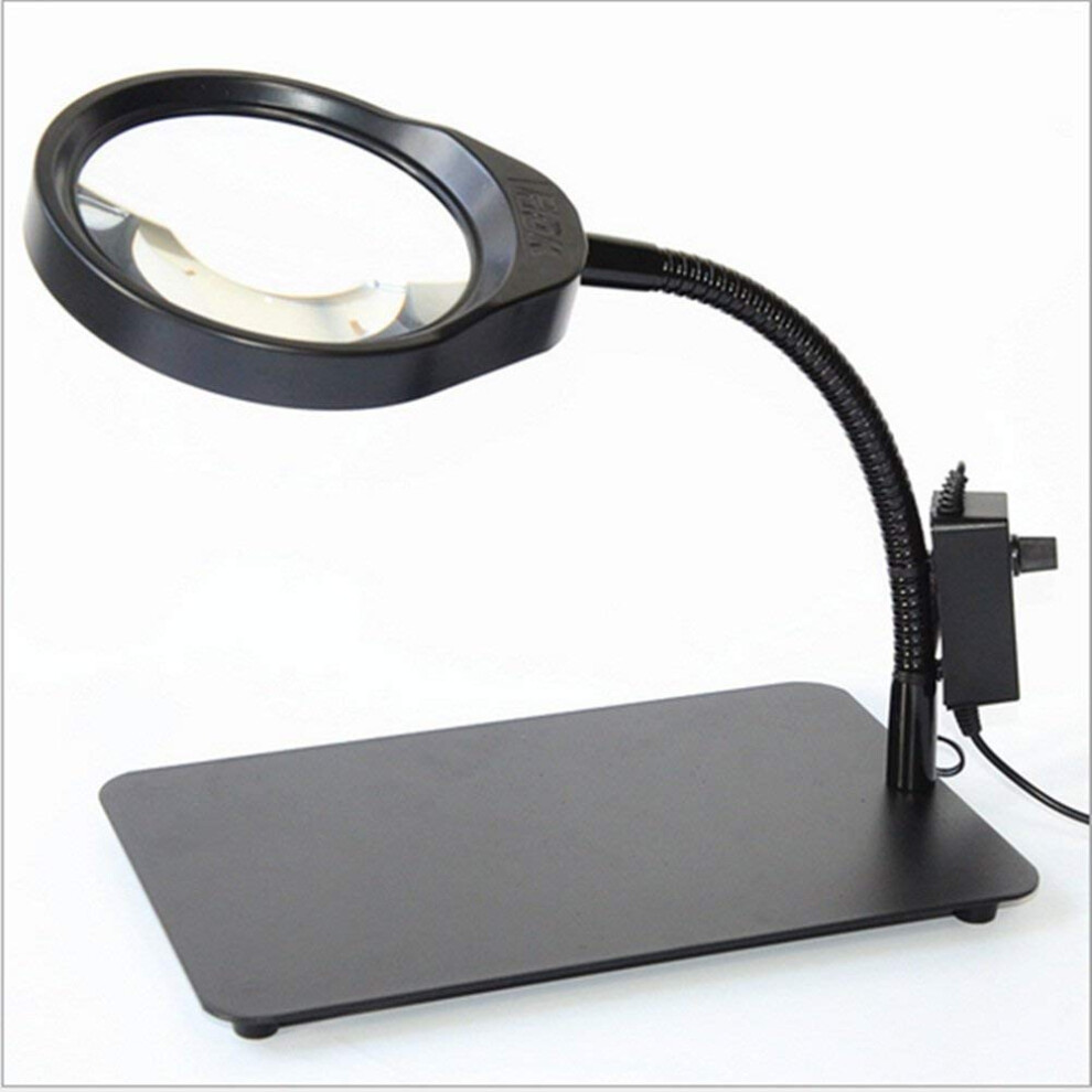 LED Magnifying Glass with 36 LEDs, HD Optical Lens, Adjustable Brightness Desktop Magnifier for Reading, Crafts and
