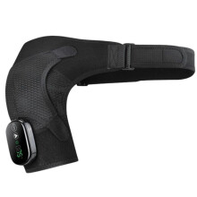 (Black) Heated Shoulder Vibration Therapy Brace Multifunctional Electric Heat Pad for Stiffness