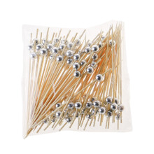 100 Pack Silver Bamboo Cocktail Toothpicks, Elegant Appetizer Skewers for Party Food Presentation
