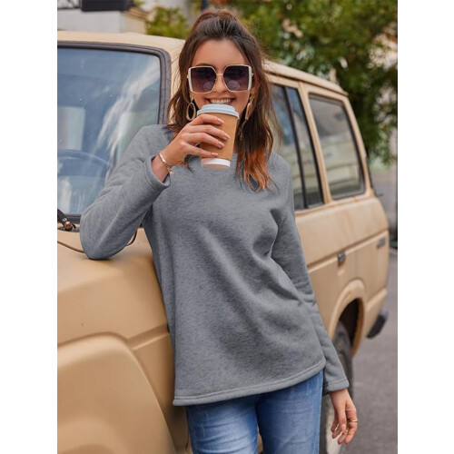 Felpa da donna in pile, pullover caldo foderato, top invernale 2