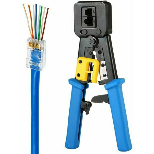 Assistente de rede versátil, ferramenta de crimpagem de precisão compatível com conectores RJ45 e modulares, design ergonômico e aço resiste